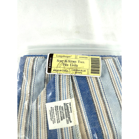 Longaberger Sort & Store Tall File Liner Cabana Blue Stripe 23797295 - Picture 2 of 3